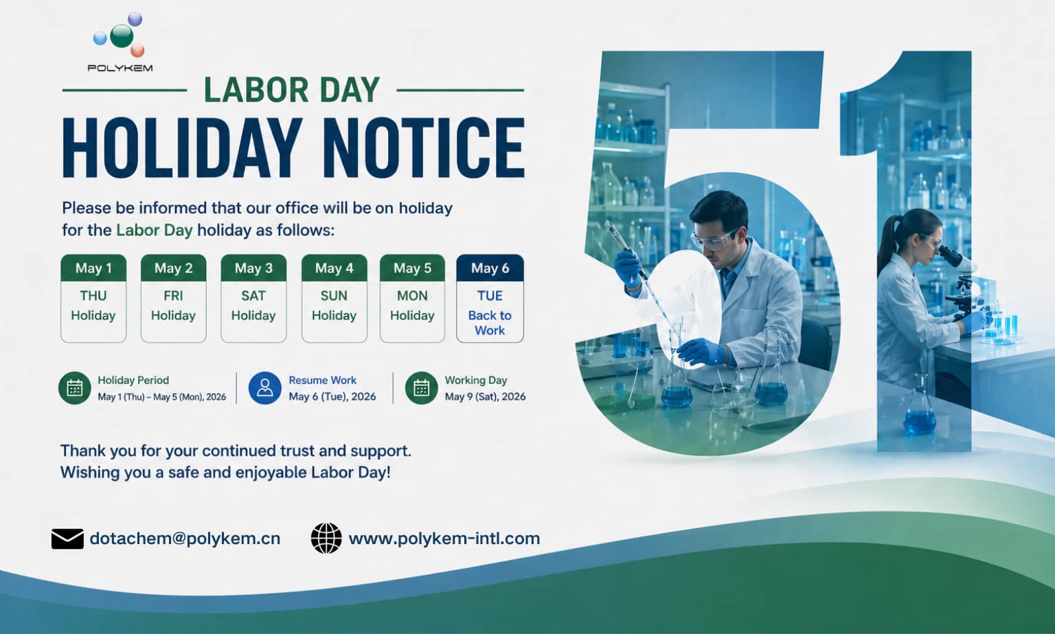Przypomnienie o organizacji wakacji i planowaniu zamówień w Polykem